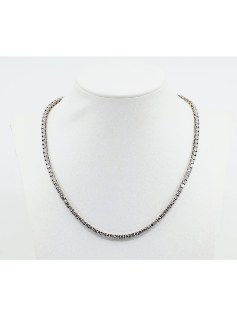 14K Solid White Gold Lab Grown Diamond Tennis Link Chain Necklace - 16.25" L
